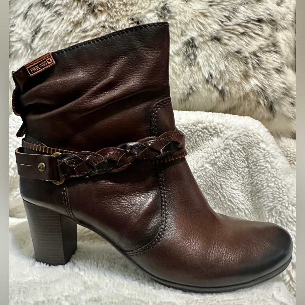 Pikolinos Verona Leather Block Heel Slouch Boots